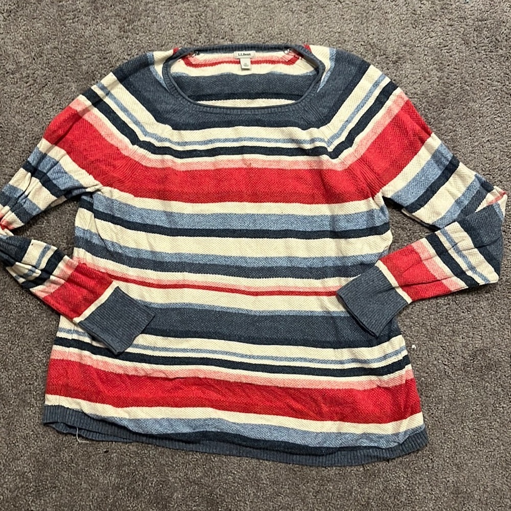 L.L. Bean Textured Cotton Striped Sweater